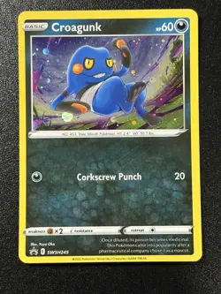 Croagunk Black Star Promo With HD Galaxy Swirl 2022 #SWSH245 LP Pokemon Card - Image 2