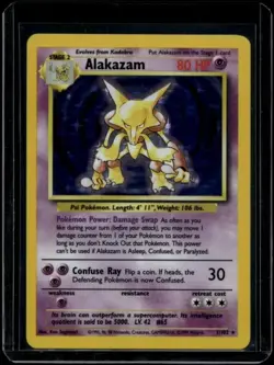 Pokemon TCG Alakazam 1/102 Base Set Holo Rare MP - Image 1