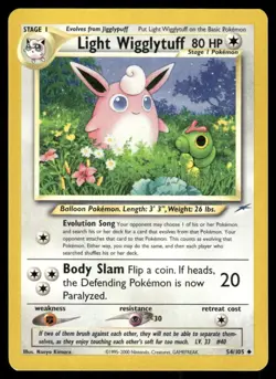 Pokemon Tcg Light Wigglytuff #54 Pokemon Neo Destiny LP - Image 1