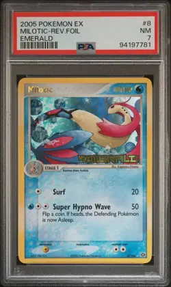 2005 Milotic Ex Emerald 8/106 Reverse Foil RARE STAMP Holo Stage 1 PSA 7 - Image 1