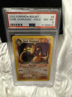 2000 POKEMON ROCKET #4 DARK CHARIZARD-HOLO PSA 8 - Image 2