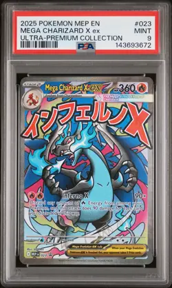 2025 POKEMON MEP EN-ME BLACK STAR PROMO #023 MEGA CHARIZARD X EX PSA 9 - Image 1