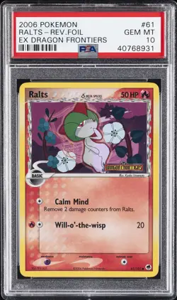 2006 POKEMON EX DRAGON FRONTIERS #61 RALTS-REVERSE FOIL PSA 10 - Image 1