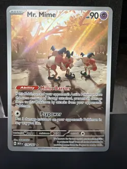 Pokemon TCG Mr. Mime Scarlet & Violet Holo Illustration Card 179/165 Rare NM - Image 1