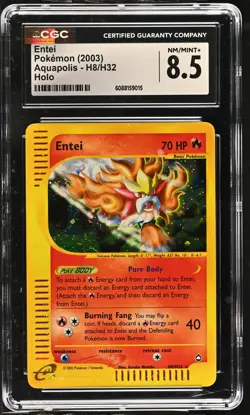 CGC 8.5 Entei 2003 Aquapolis H8/H32 Holo Pokemon Card - Image 1