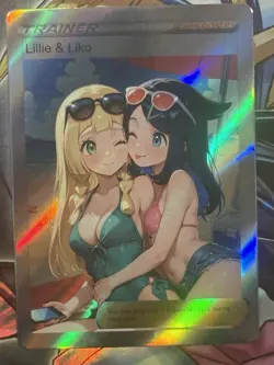 Pokemon Lillie & Liko Anime Waifu Custom DIY Trainer Art Sexy Pokemon card - Image 2