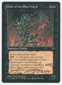 Gold Signed Order of the Ebon Hand LP Fallen Empires Artist Ron Spencer 1994 MTG - Image 1