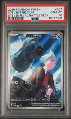 2025 POKEMON SVP EN-SV BLACK STAR PROMO #207 STEVEN'S BELDUM PSA 10 - Image 1