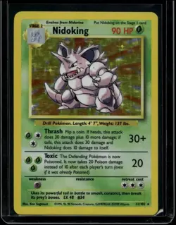 Pokemon TCG Nidoking 11/102 Base Set Holo Rare MP/HP - Image 1