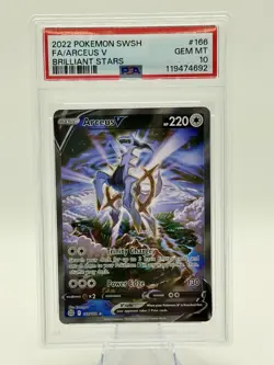 Pokemon Brilliant Stars Full Art Ultra Rare Holo ARCEUS V 166/172 PSA 10 GEM MT - Image 1