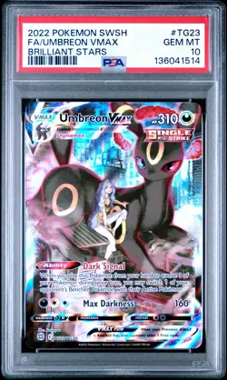 2022 POKEMON SWORD & SHIELD BRILLIANT STARS #TG23 FULL ART/UMBREON VMAX PSA 10 - Image 1