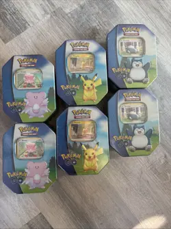 Pokemon Go Tin set of 6 Pikachu, Snorlax, Blissey - Image 1