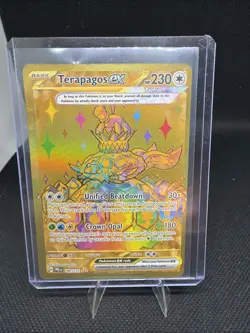 Pokemon TCG Terapagos EX Prismatic Evolutions Card 180/131 Gold Ultra Rare - Image 1