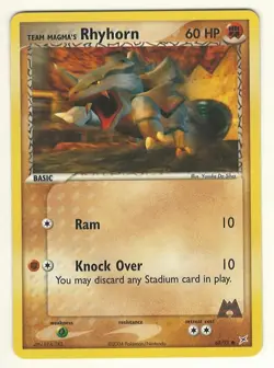 POKEMON TEAM MAGMA’S RHYHORN 68/95 - EX AQUA VS. MAGMA CARD - NR MINT/MINT !! - Image 1