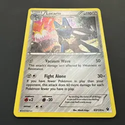 Pokemon TCG Lucario 63/124 Fates Collide Holo (English) - LP - Image 2