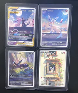Umbreon and Sylveon Fan Art, Set Of 4, Pokemon - Image 1