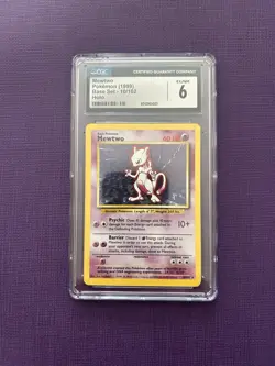 1999 Pokemon Base Set Unlimited Mewtwo Holo 10/102 CGC 6 EX/NM - Image 1