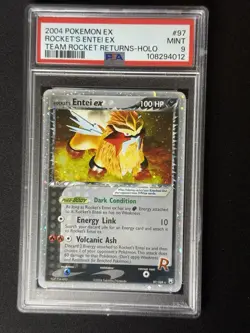 2004 Pokemon Ex Team Rocket Returns Set Rocket's Entei Ex 97/109 Holo PSA 9 MINT - Image 1