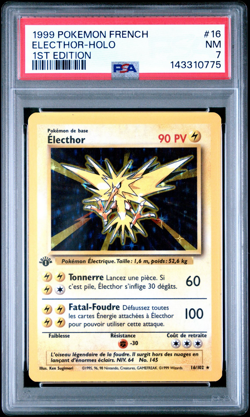 1999 1st Edition Pokemon French Electhor Holo 16/102 PSA 7 NM - Image 1