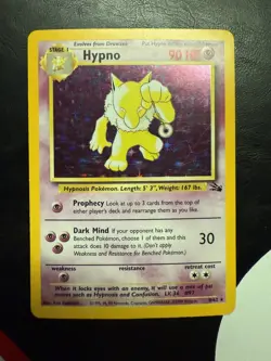 Pokemon TCG Hypno Fossil Holo Rare 8/62 Unlimited 1999 - Image 1