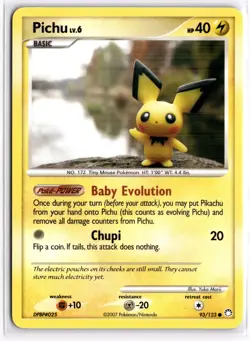 Pokemon TCG Pichu 93/123 Diamond & Pearl: Mysterious Treasures Regular - Image 1