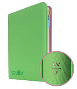 VaultX Exo-Tec Premium Zip Binder For 360 Cards SV7 Edition Neon Green 9-Pocket - Image 2