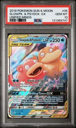 2019 POKEMON SUN & MOON UNIFIED MINDS #35 SLOWPOKE & PSYDUCK GX PSA 10 - Image 1