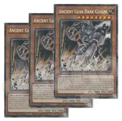 Yugioh Ancient Gear Dark Golem x 3 - 1st Edition Starlight Rare NM - Free Holo - Image 1
