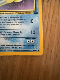 Pokemon TCG Lapras Fossil Holo Unlimited Rare Card 10/62 Vintage - Image 2