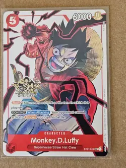 One Piece CCG Monkey.D.Luffy 3rd Anniversary Stamp ST01-012 - Image 1