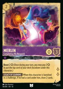 Merlin-Completing His Research 58/204 COLD FOIL Whispers in the Well Lorcana - Image 1