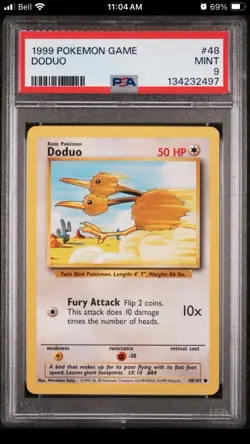 POKEMON CARD 1999 PSA 9 MINT Base Set Unlimited #39 Porygon And % 48 Doduo - Image 3