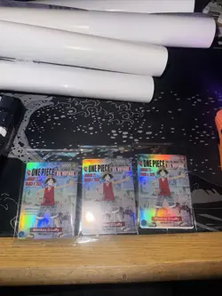 THREE One Piece College Basketball US Voyage Monkey.D.Luffy Cards (Sealed x3) - Image 1