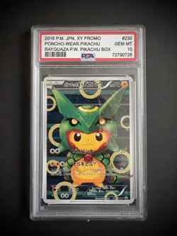 FAN ART! Pikachu Poncho Display Card – Green Rayquaza Style PSA Display - Image 1