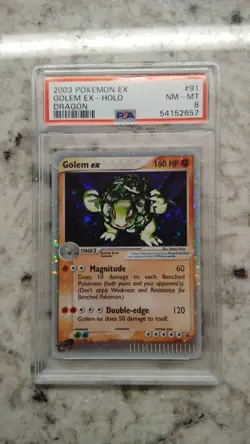 2003 Pokemon EX Dragon 91/97 Golem EX Holo PSA 8 - Image 1