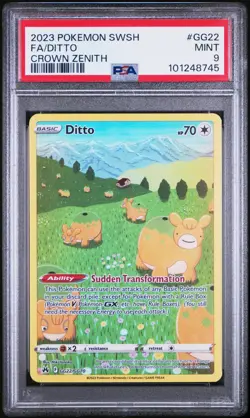 2023 POKEMON SWORD AND SHIELD CROWN ZENITH DITTO GALARIAN GALLERY PSA 9 #GG22 - Image 1
