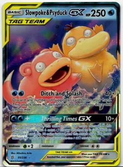 SLOWPOKE & PSYDUCK GX TAG TEAM 2019 POKEMON SUN & MOON UNIFIED MINDS #35/236! - Image 1