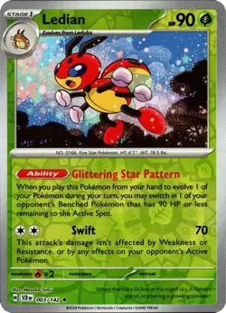 Ledian - Reverse Holo - Stellar Crown - Pokemon TCG - 003/142 - Image 1
