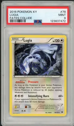 2016 Pokemon XY Fates Collide Lugia #78 PSA 9 - Image 1