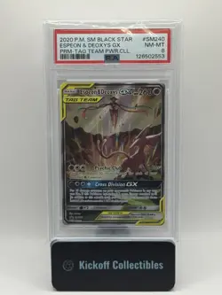 Pokemon TCG Espeon & Deoxys GX SM240 Black Star Promo Full Art Holo Card PSA 8 - Image 1