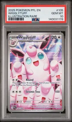 PSA 10 WIGGLYTUFF #105 ILLUSTRATION RARE 2025 POKEMON PFL EN PHANTASMAL FLAMES - Image 1
