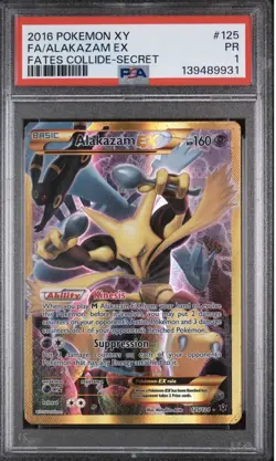PSA 1 Pokemon Alakazam EX 125/124 Fates Collide Secret Rare Full Art Holo - Image 1