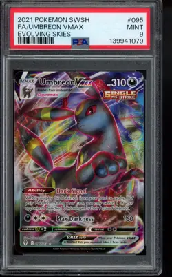 2021 Umbreon VMAX 095/203 SWSH07: Evolving Skies Holo PSA 9 Pokemon - Image 1