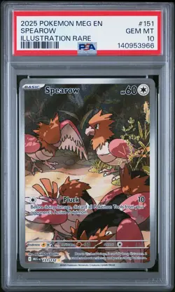 2025 POKEMON MEG EN-MEGA EVOLUTION ILLUSTRATION RARE #151 SPEAROW PSA 10 - Image 1