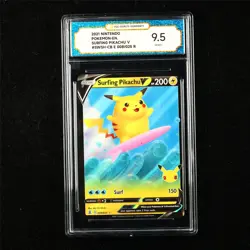TQG 9.5 MINT+ 2021 Pokemon ENG Surfing Pikachu V 008/025 R - Image 1