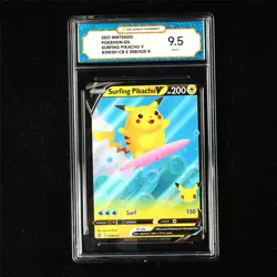TQG 9.5 MINT+ 2021 Pokemon ENG Surfing Pikachu V 008/025 R - Image 2