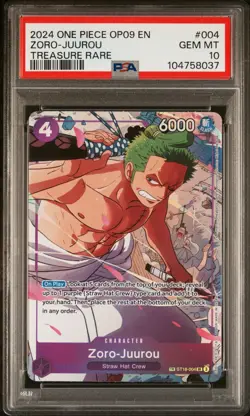 ONE PIECE OP09 - EMPERORS IN THE NEW WORLD 004 ZORO-JUUROU TREASURE RARE PSA 10 - Image 1