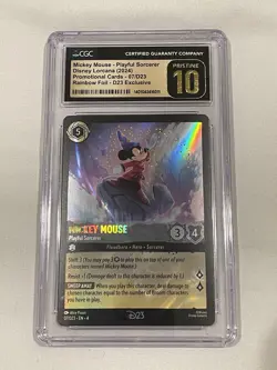CGC 10 PRISTINE LORCANA D23 EXPO PROMO FOIL MICKEY MOUSE PLAYFUL SORCERER psa - Image 1
