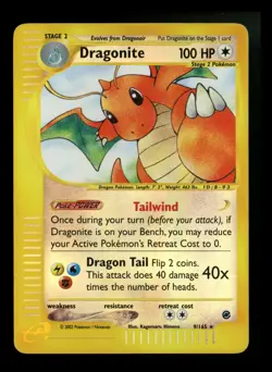 #2 Dragonite 9/165 Expedition 2002 Reverse Holo E-Series Vintage Pokemon Card - Image 1