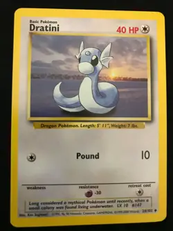 Vintage 1999 Pokemon Cards Unlimited Base Set Dratini MINT - Image 1